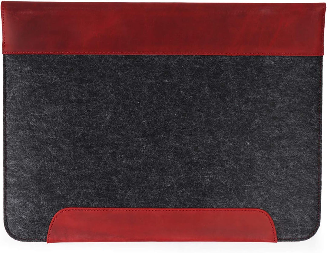 MegaGear MacBook-Tasche aus echtem Leder und Fleece, Laptop-Hülle für MacBook Pro und MacBook Air Hü