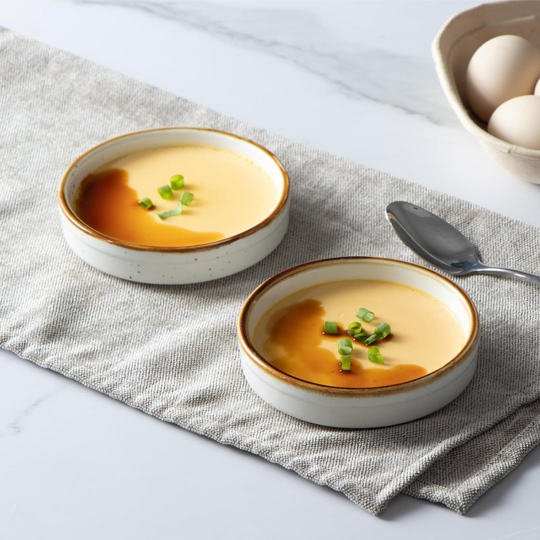 ONEMORE Auflaufförmchen, 6er-Set Creme Brulee Schälchen, 118ml Souffle Förmchen Backofenfest, 11,4 c