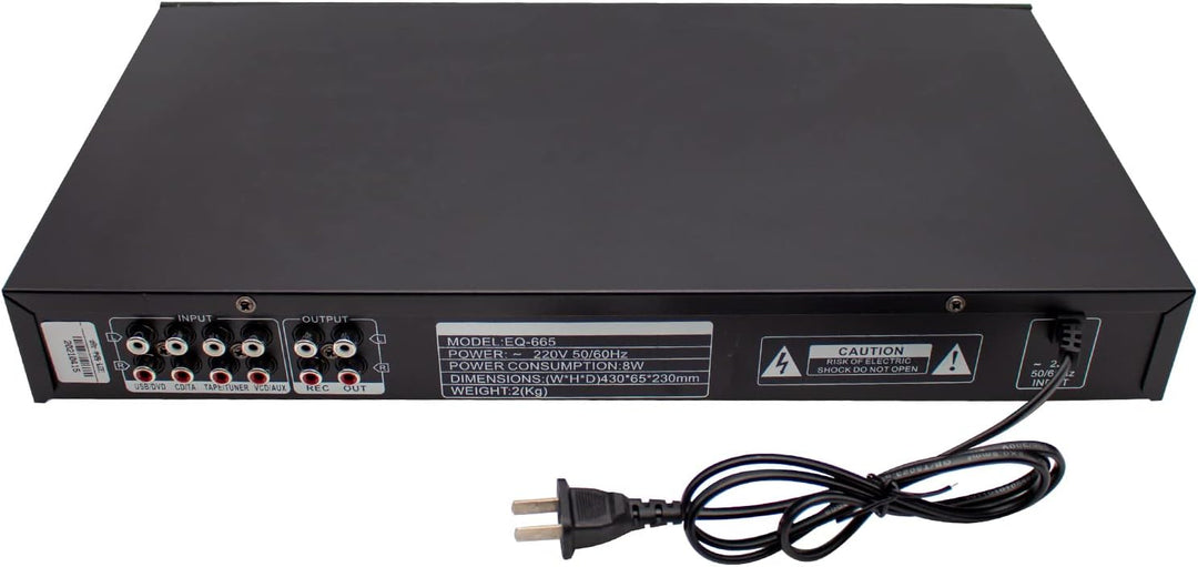 LeTkingok 220V EQ665 Hifi Heim-eq-entzerrer, Duale 10 Band Stereo-höhen-alt-bass-regulierung mit Int