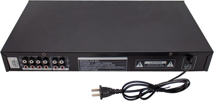 LeTkingok 220V EQ665 Hifi Heim-eq-entzerrer, Duale 10 Band Stereo-höhen-alt-bass-regulierung mit Int