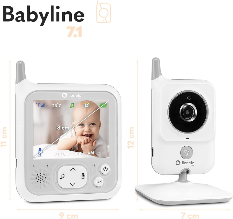 LIONELO Babyline 7.1 Babyphone mit Kamera und Empfänger, Reichweite bis zu 260 m, Kommunikation in b