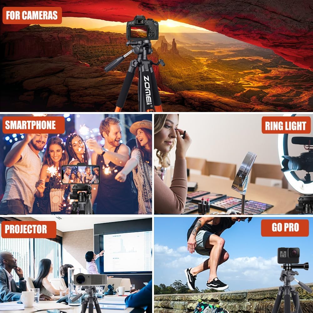 ZOMEi 188cm Stativ Heavy Duty Tall Tripod Stand, Professional Travel Video Tripod Kompatibel mit DSL