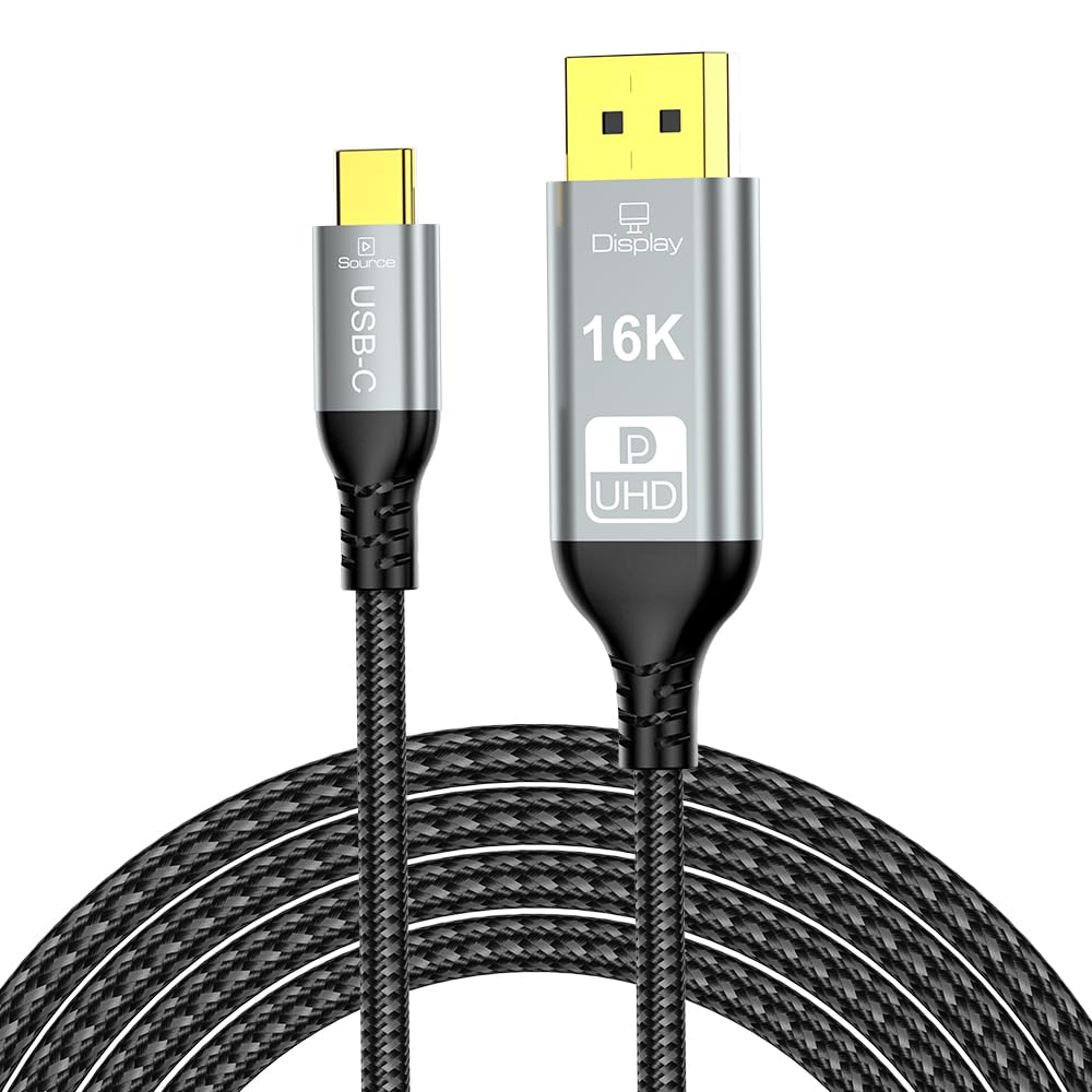 YIWENTEC USB-C zu DisplayPort 2.1 Kabel, 40Gbps, 16K 30Hz, 8K 60Hz, 4K 240Hz, Thunderbolt 4/3 zu DP,