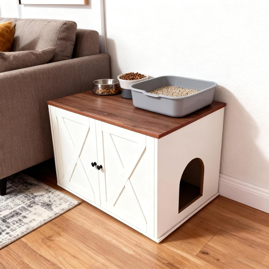 Relaxdays Katzenschrank f. Katzentoilette, Separate Trennwand, Eingang, Katzenklo verstecken, HBT 50