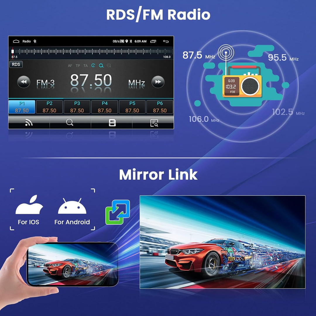 Hikity 1+32GB Autoradio Navi Für VW Passat Golf MK5 MK6 Caddy Polo T-Ouran Seat,7 Zoll Touchscreen A