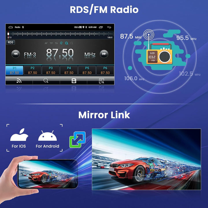 Hikity 1+32GB Autoradio Navi Für VW Passat Golf MK5 MK6 Caddy Polo T-Ouran Seat,7 Zoll Touchscreen A