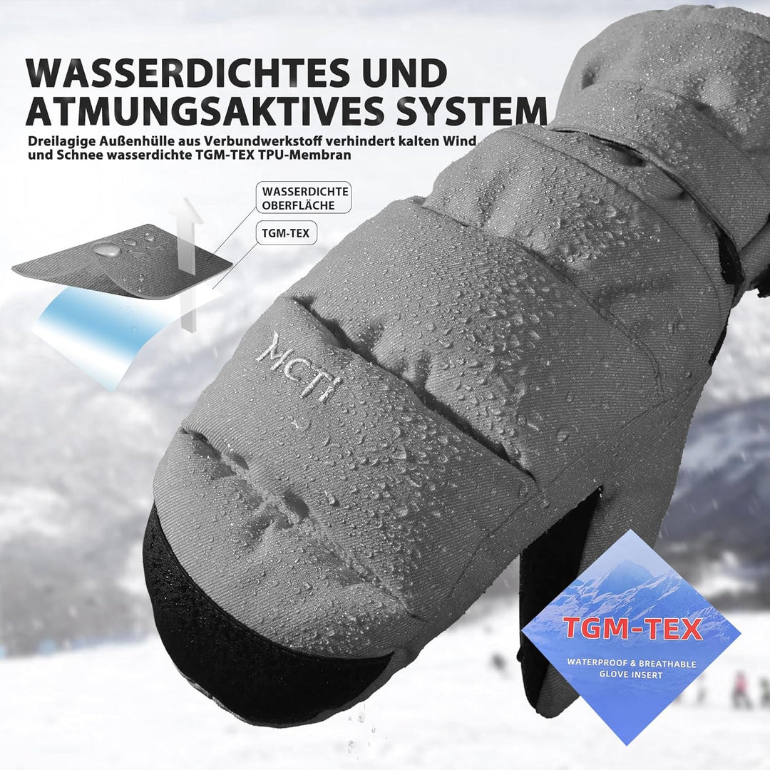 Kineed Skihandschuhe Damen Snowboard Fausthandschuhe Touchscreen wasserdichte Winter Warme Fäustling