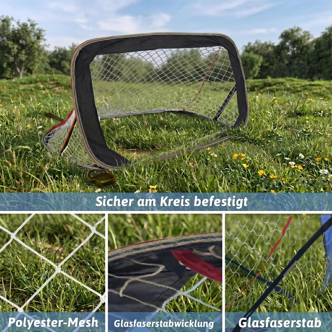 Profi Pop-Up Fussballtor 2er Set 120×70×70 cm Mobiles Kleinfeldtor für Fussballtraining & Technik-Dr