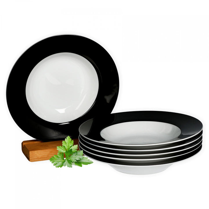 van Well Vario Suppenteller-Set 6-teilig - Teller-Service für 6 Personen - tiefe Pasta-Teller 21,5cm