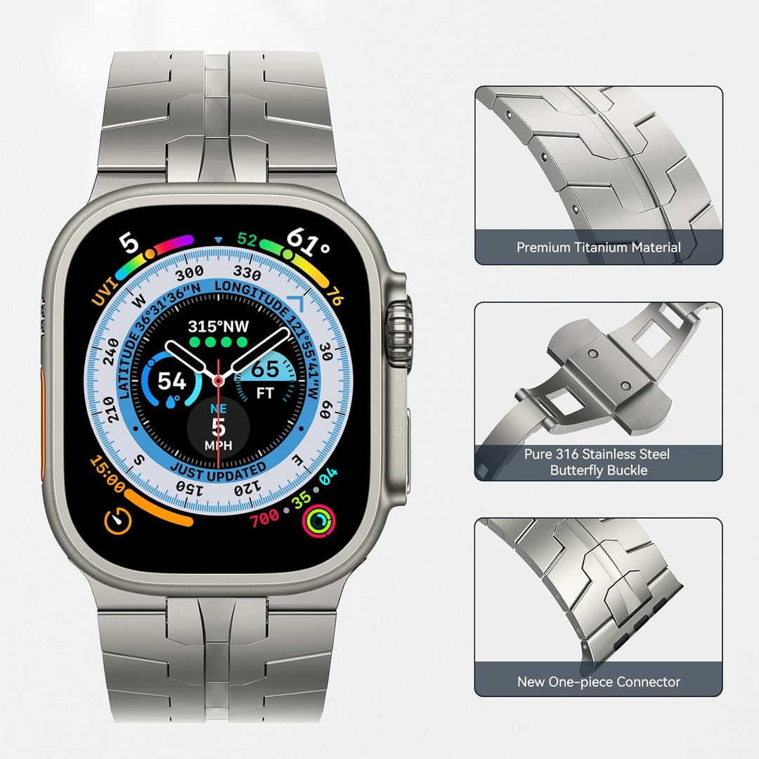 ULULOOK Titan Armband Kompatibel mit Apple Watch Ultra 3/2/Ultra 49mm NUR, DLC Titanium Grad 2 Ersat