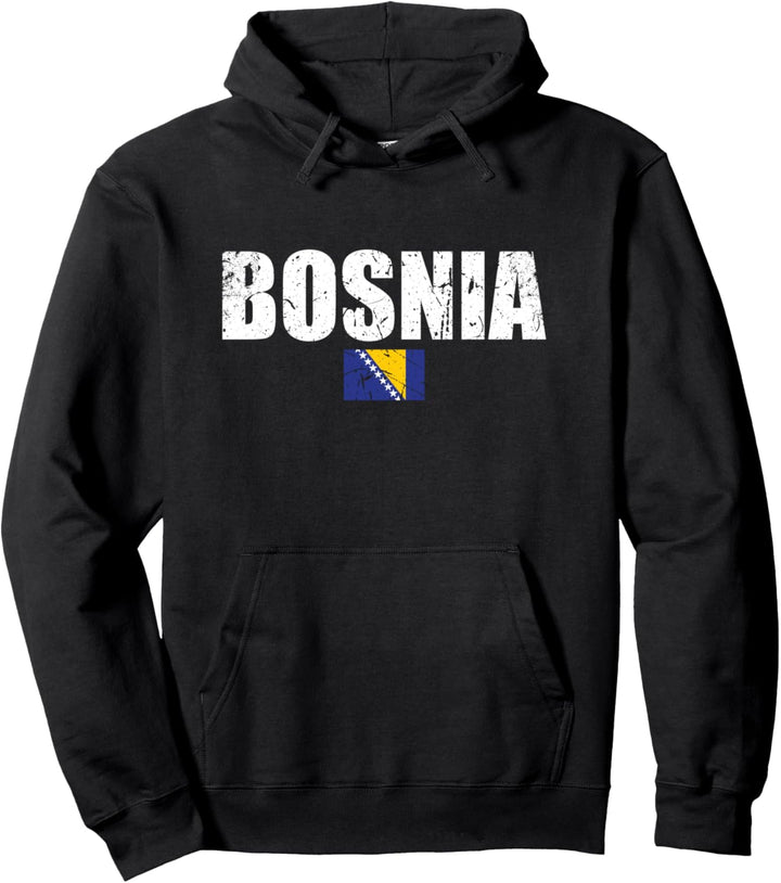 Bosnia Vintage Bosnien Bosnische Flagge Stolzer Bosnier Pullover Hoodie