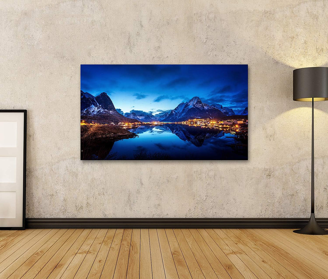 islandburner Bild auf Leinwand Sonnenuntergang Reine Dorf Lofoten Inseln Bilder Wandbilder Poster, 8
