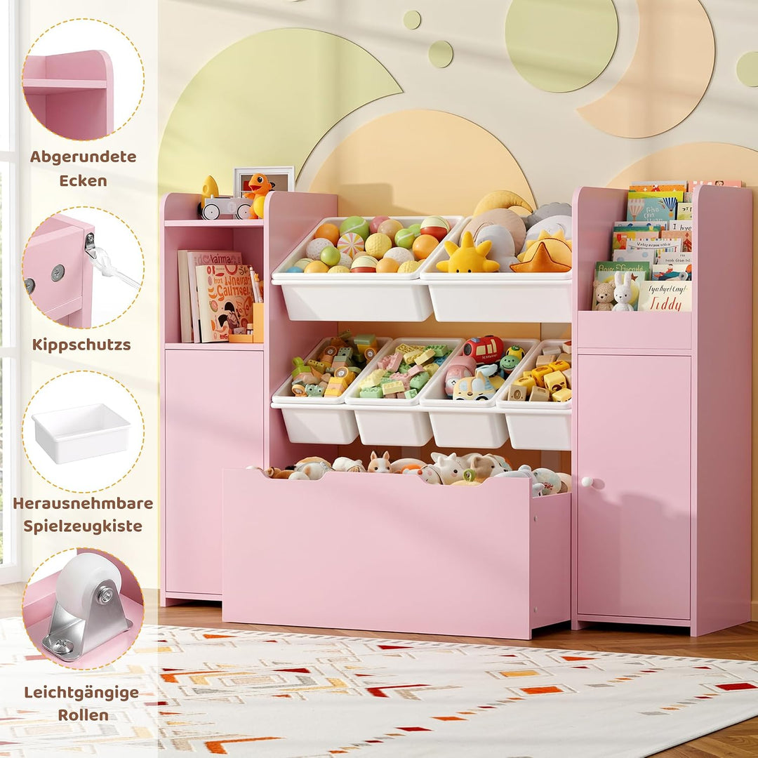 FOREHILL Kinderregal mit 7 Boxen, Kinderzimmer Möbel, Bücherregal Kinder | Kinderregal, Spielzeug Au