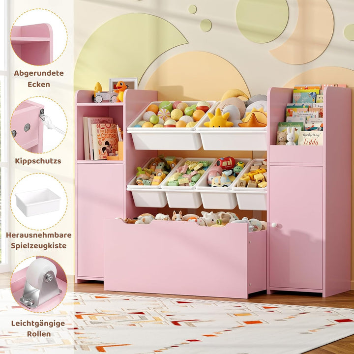 FOREHILL Kinderregal mit 7 Boxen, Kinderzimmer Möbel, Bücherregal Kinder | Kinderregal, Spielzeug Au