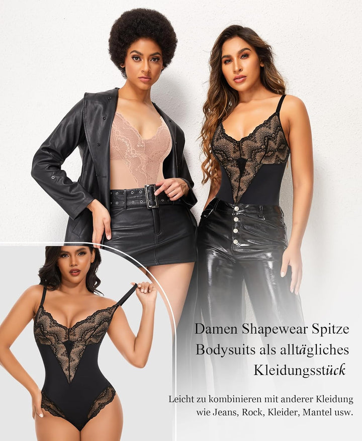 Shapewear Damen Formende Bodysuits Body Shaper Figurformende Unterwäsche Bauchweg Miederbody Spitze