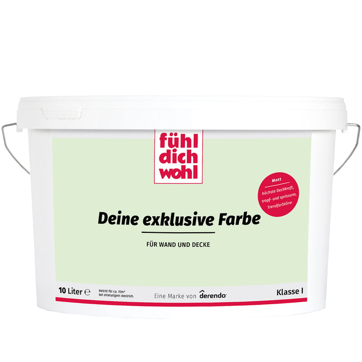 derendo Fühl Dich Wohl Deine Farbe grün, matte grüne Wandfarbe, hohe Deckkraft, verschiedene Grüntön