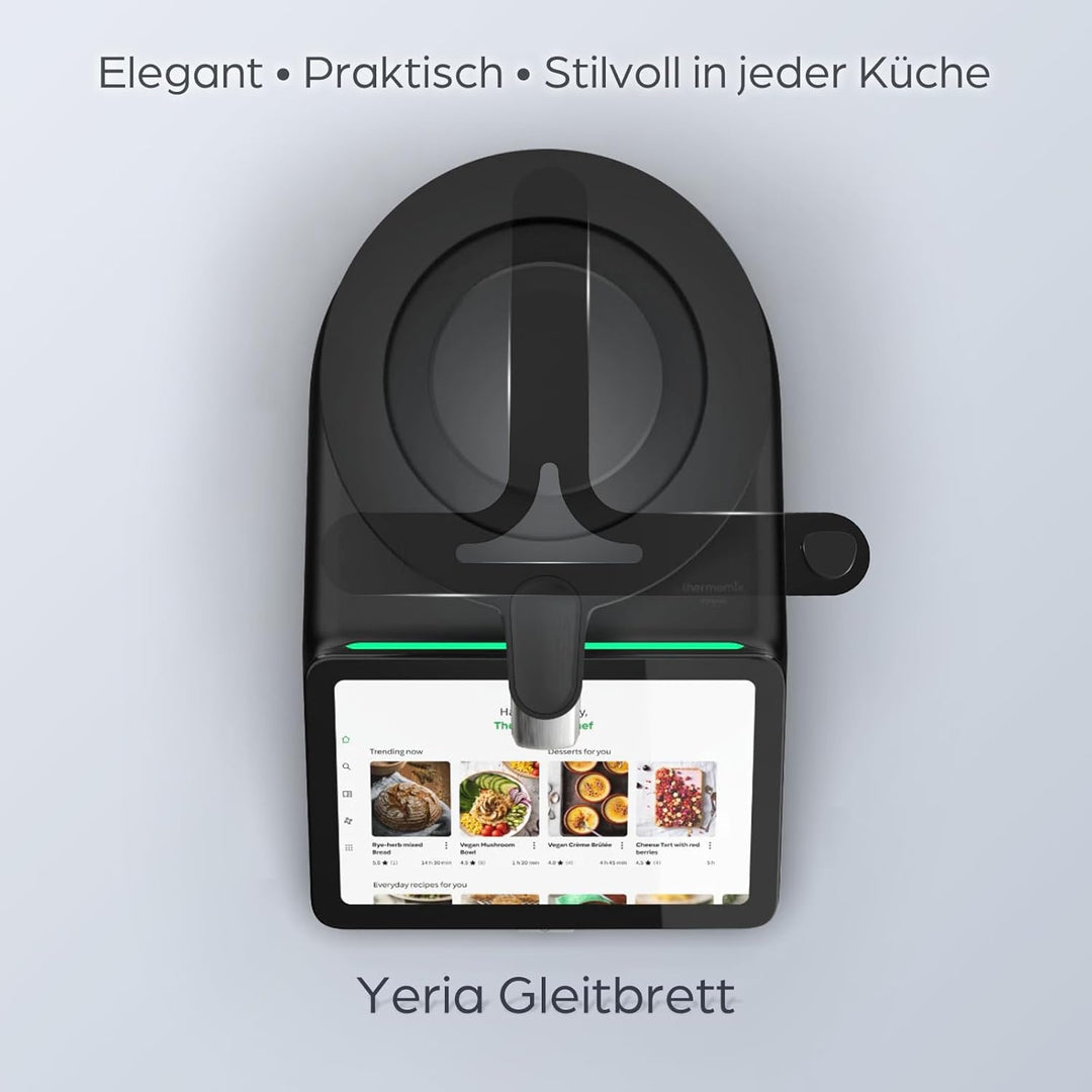 Gleitbrett für Thermomix TM7 – Rutschfestes, matt-schwarzes Kunststoff-Gleitbrett mit integriertem S