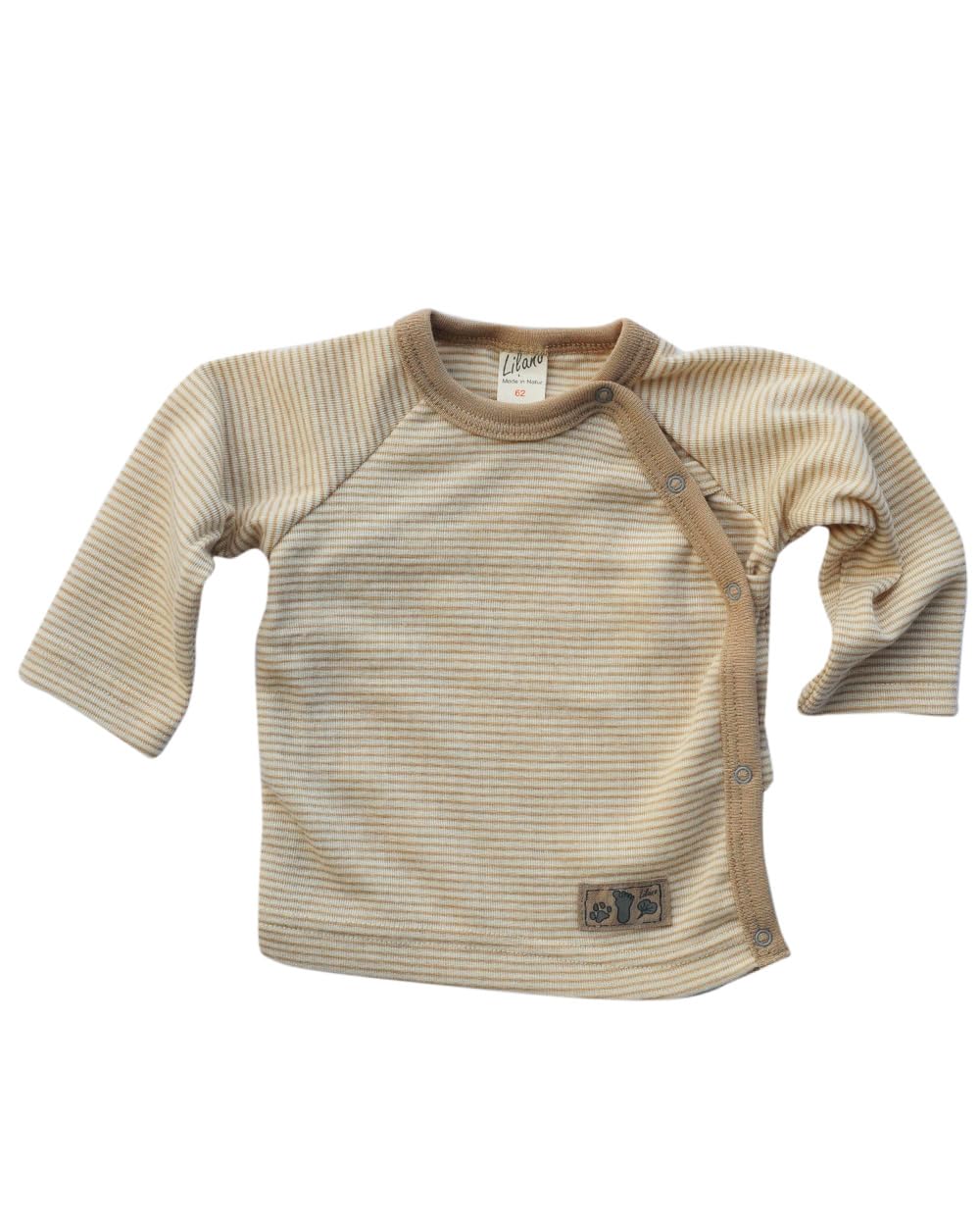 Lilano, Baby Shirt mit Knopfleiste, Merinowolle (kbT), Seide, 210 g/m² 50 Sand/Natur, 50 Sand/Natur