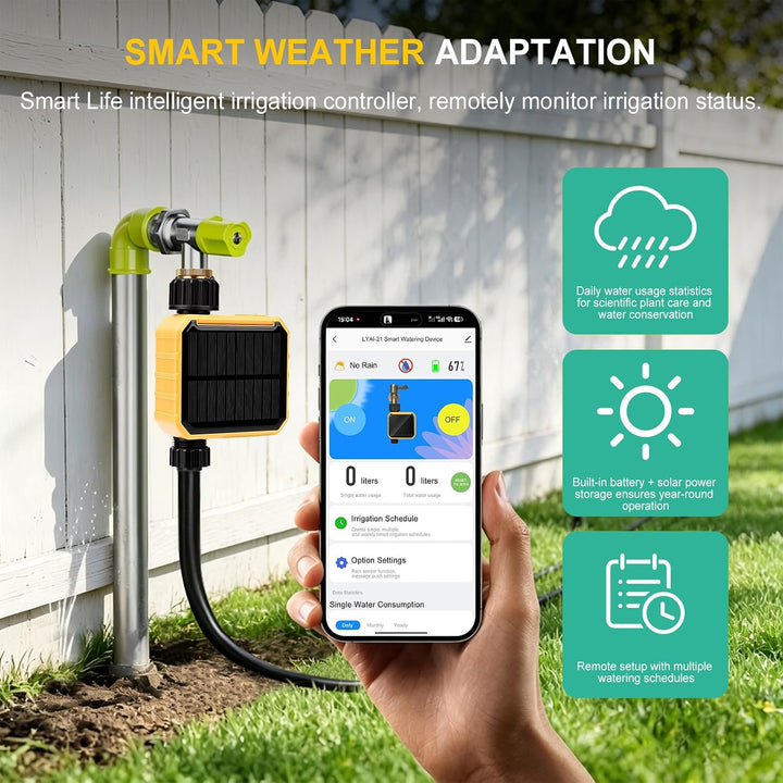 Einkanal Solar Bewässerungscomputer, Automatischer per WLAN fernsteuerbarer | Smart Bewässerungsuhr