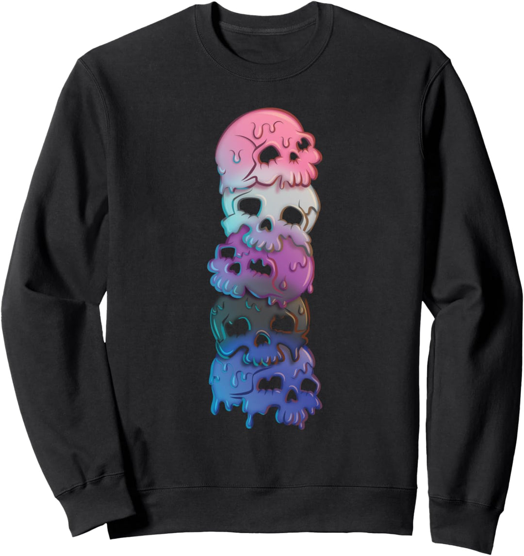 Genderfluid Pride-Flagge Gothik-Schädel Sweatshirt