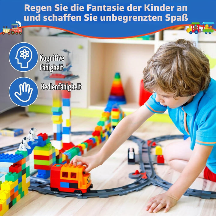 Bausteine Zug Schienen Set, 32PCS Spielzeug Eisenbahnschienen, City Schienen Eisenbahn Set, Bestehen