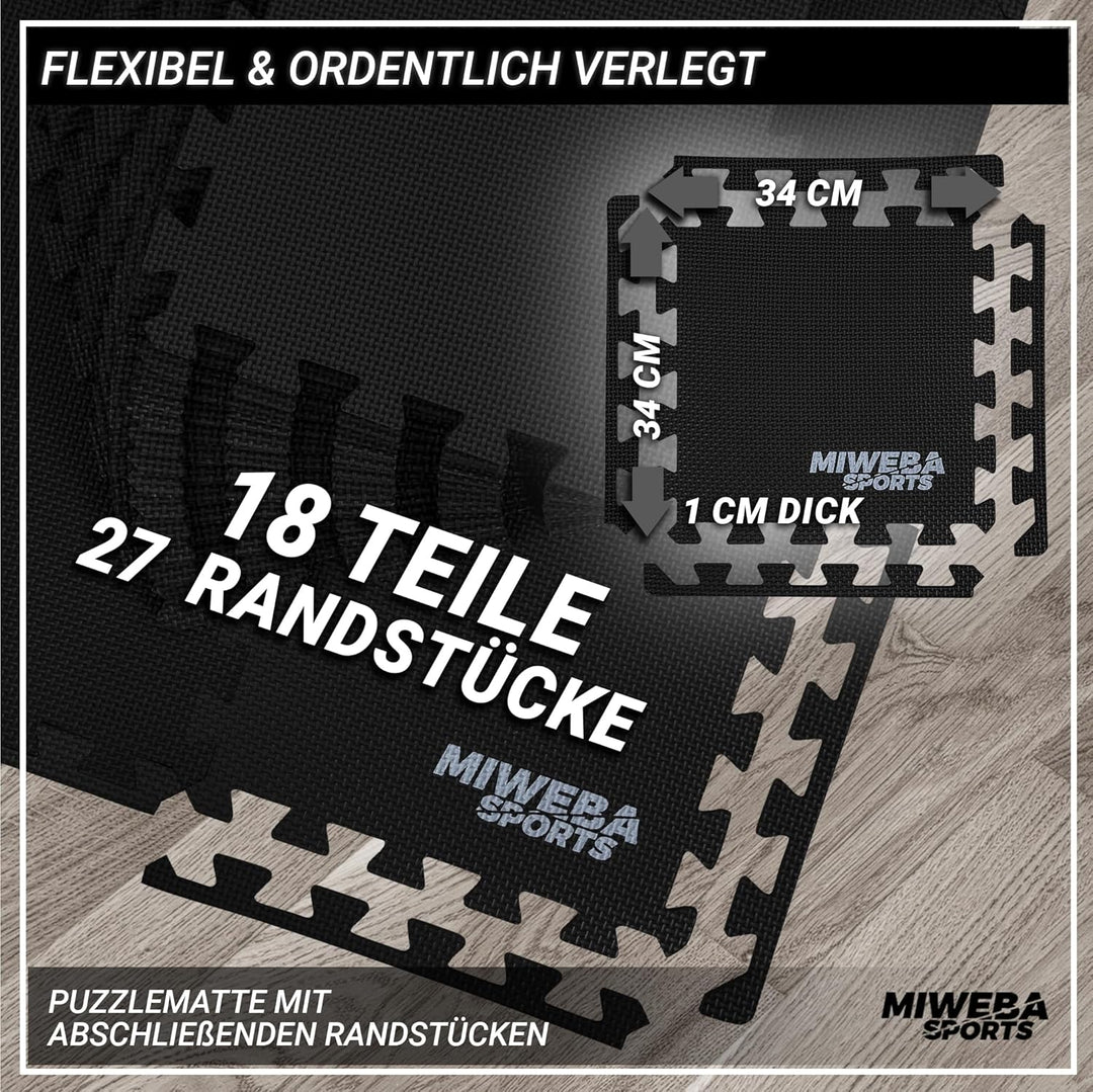 Miweba Sports Bodenschutzmatte BS50 | 8-teilig 1,7 m² - Yogamatte Gymnastikmatte Puzzlematte Fitness
