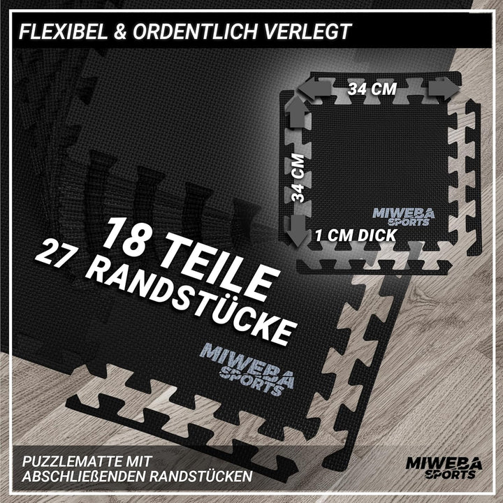 Miweba Sports Bodenschutzmatte BS50 | 8-teilig 1,7 m² - Yogamatte Gymnastikmatte Puzzlematte Fitness