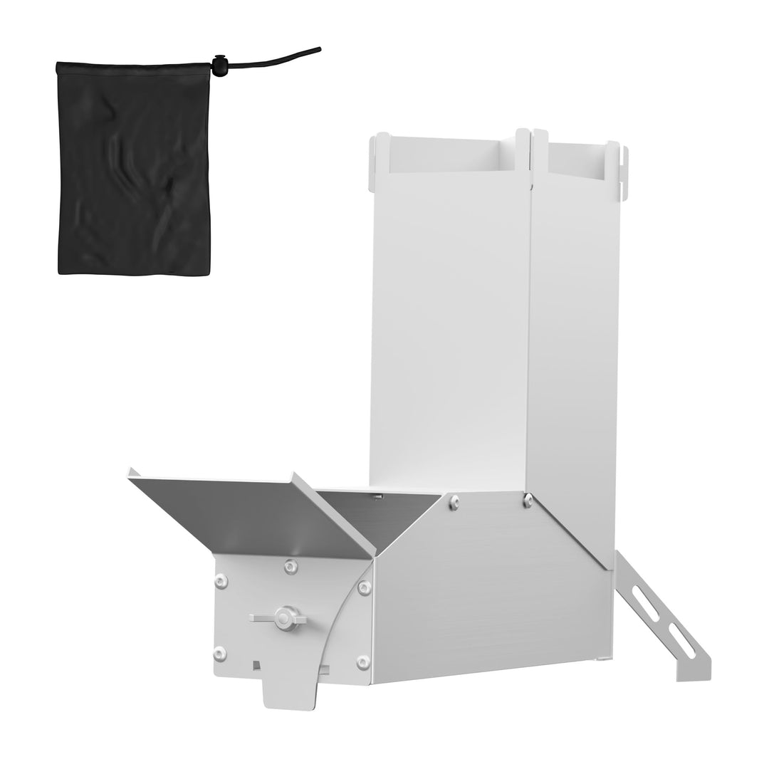 Raketenofen Edelstahl Camping Holzofen & Feuerschale mit Tasche, vielseitiger Tragbar Campingofen, K