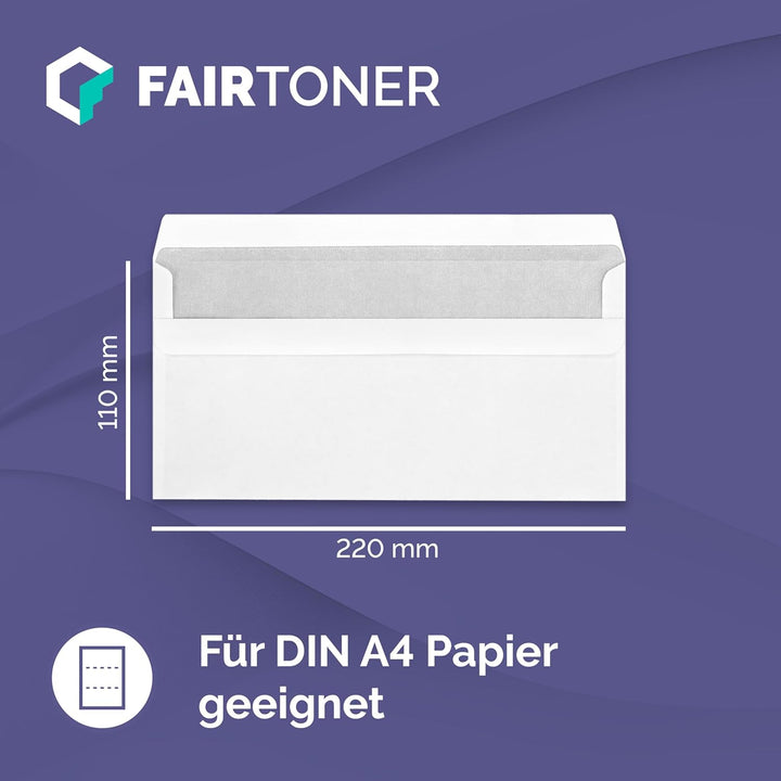 FairToner Briefumschläge DIN lang mit Fenster (1.000 Stück) selbstklebend, Fensterbriefumschläge 22