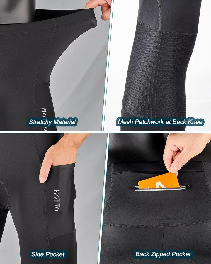 ROTTO Lange Radlerhose Herren Fahrradhose Gepolstert stossfeste Radhose Elastische Hosen Radfahren m