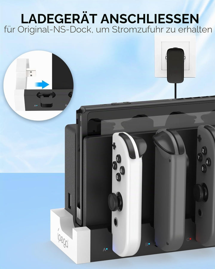 Joycon-Ladestation für Nintendo Switch/OLED, Weiss/Schwarz Weiss&amp;Schwarz, Weiss&amp;Schwarz