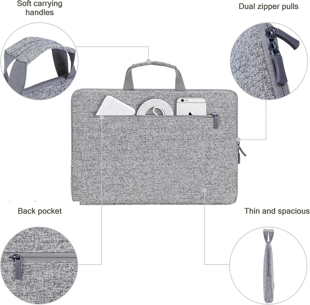 Rivacase Laptophülle mit Griffen bis 15.6" Sleeve - wasserdichte und ultraleichte Notebooktasche - k