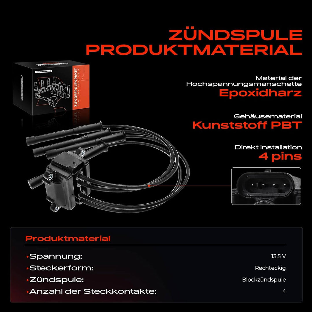 Zündmodul Zündspule 4-polig für Clio II/III Kangoo Modus/Grand Modus Twingo I/II 1.2L Benzin 2001-20