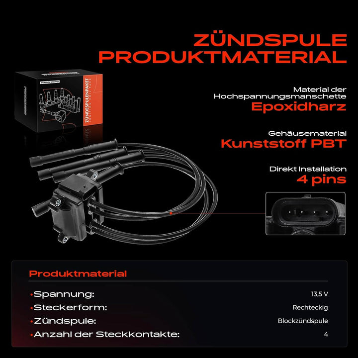 Zündmodul Zündspule 4-polig für Clio II/III Kangoo Modus/Grand Modus Twingo I/II 1.2L Benzin 2001-20