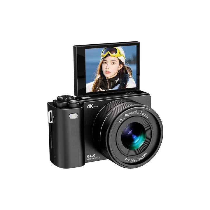 Andoer 64MP Digitalkamera, Vlogging Kamera 16X Optischer Zoom 2,8 Zoll IPS-Bildschirm Kamera, Eingeb