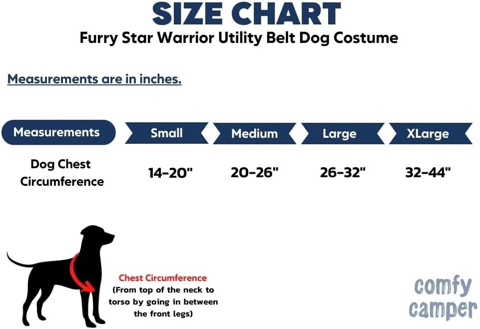ComfyCamper Furry Star Warrior Utility Hundekostüm mit Gürtel, Grösse XL X-Large, X-Large