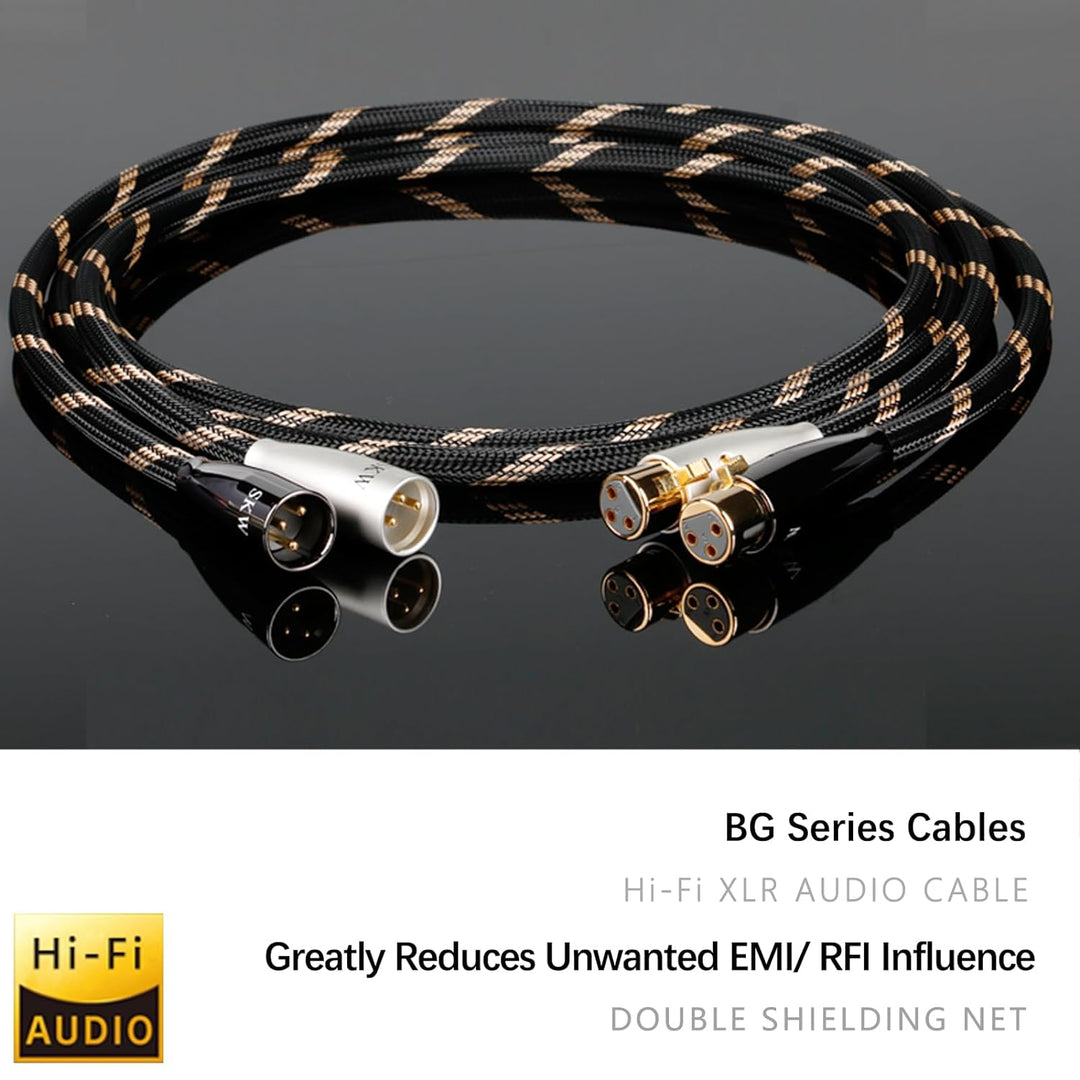 SKW High-end XLR Kabel, Hochreines Kupfer XLR Stecker auf XLR Buchse 3 PIN Mikrofonkabel für CD, Pow