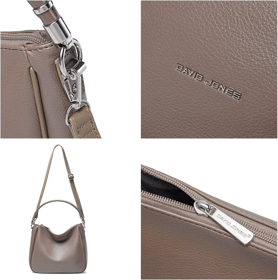 David Jones - Damen Schultertasche Hobo - Frau Umhängetasche PU Leder - Handtasche Top Griff Lange H