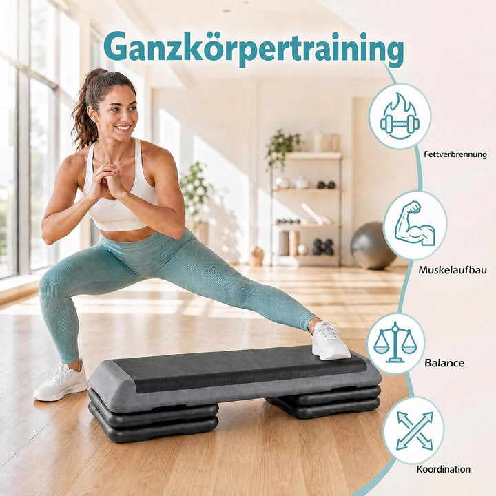 GYMAX Steppbrett Professional, 3 - Fach höhenverstellbar | Aerobic Stepper mit rutschfester Oberfläc