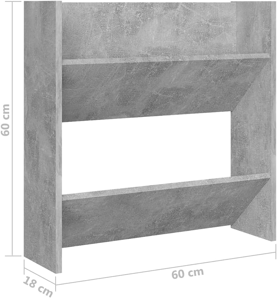 60x18x60 cm Wand Schuhschrank mit 2 Kippböden Schuhregal Schmal Betongrau Schuhbank Shoe Rack Schuhk