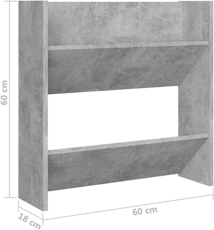 60x18x60 cm Wand Schuhschrank mit 2 Kippböden Schuhregal Schmal Betongrau Schuhbank Shoe Rack Schuhk
