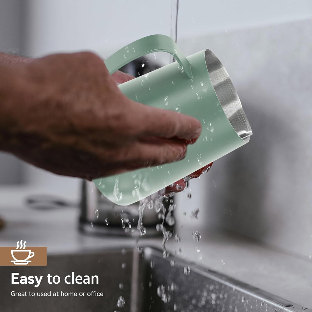 Milchkännchen Edelstahl 480ml, Milchaufschäumkrug Espresso Dampfkrug, Milchaufschäumbecher Milch Pit