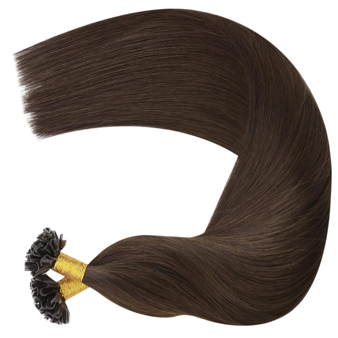 Moresoo U Tip Bonding Extensions Echthaar Dunkelbraun 55 cm Remy Echthaar Extensions Bondings Dunkel