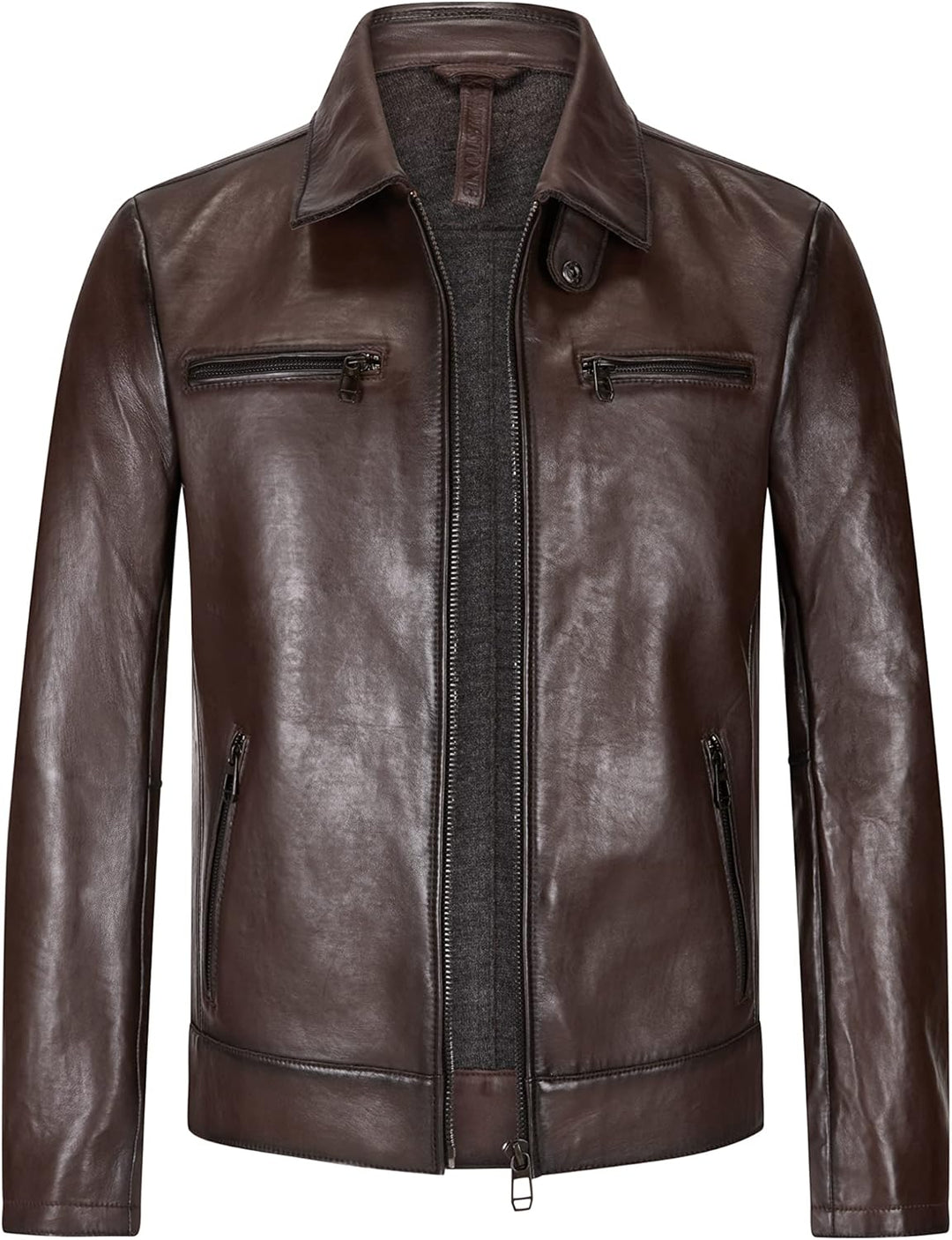 Milestone MS-Matteo Herren Lederjacke Braun mit speziellem Finish, Rotbraun