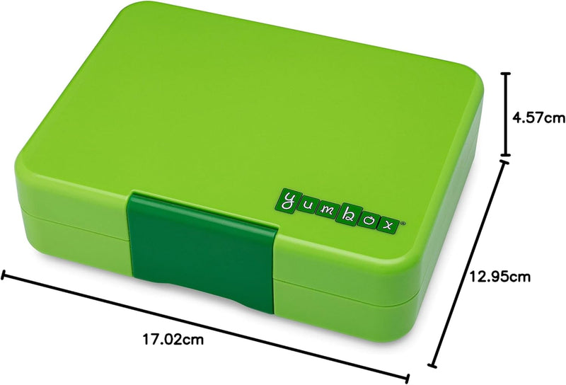 yumbox Snack S Lunchbox (Lime Green) - kleine Brotdose mit 3 Fächern | Kinder Bento Box für Kinderga