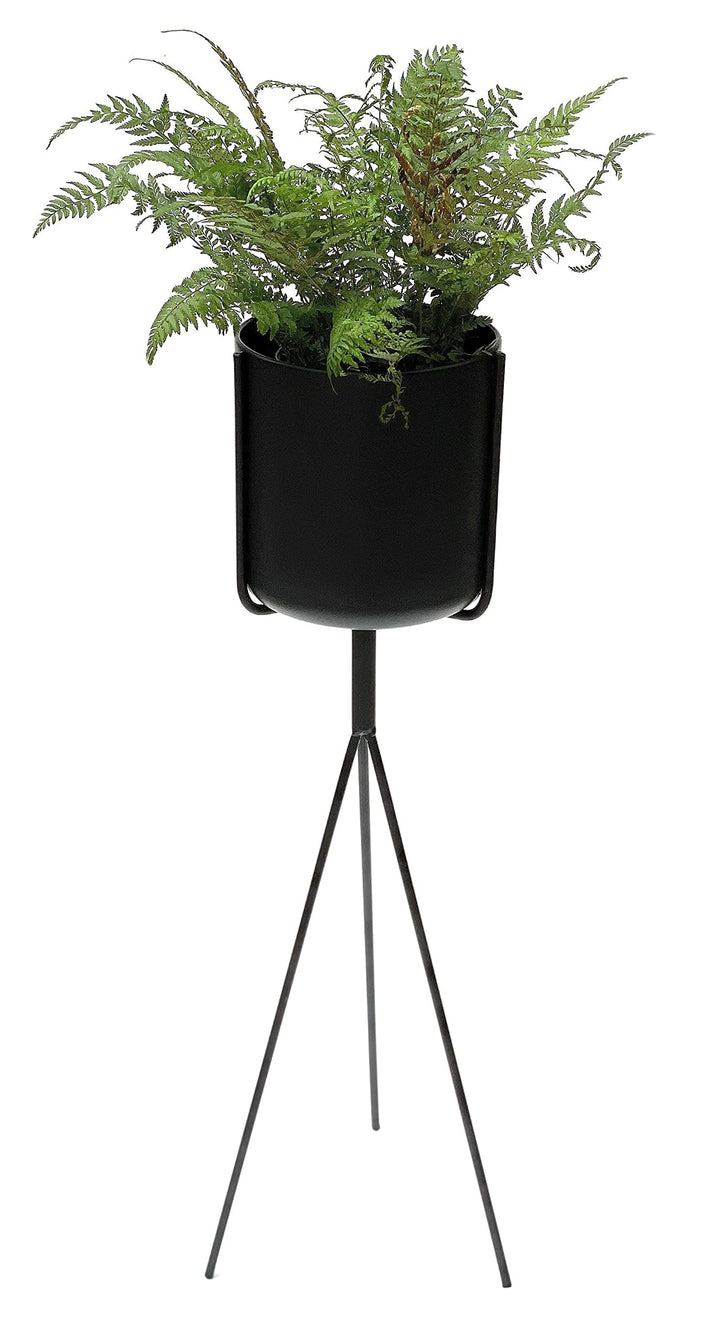 DanDiBo Blumenständer mit Topf Metall Schwarz 80 cm Blumenhocker 96022 Blumensäule Modern Pflanzenst