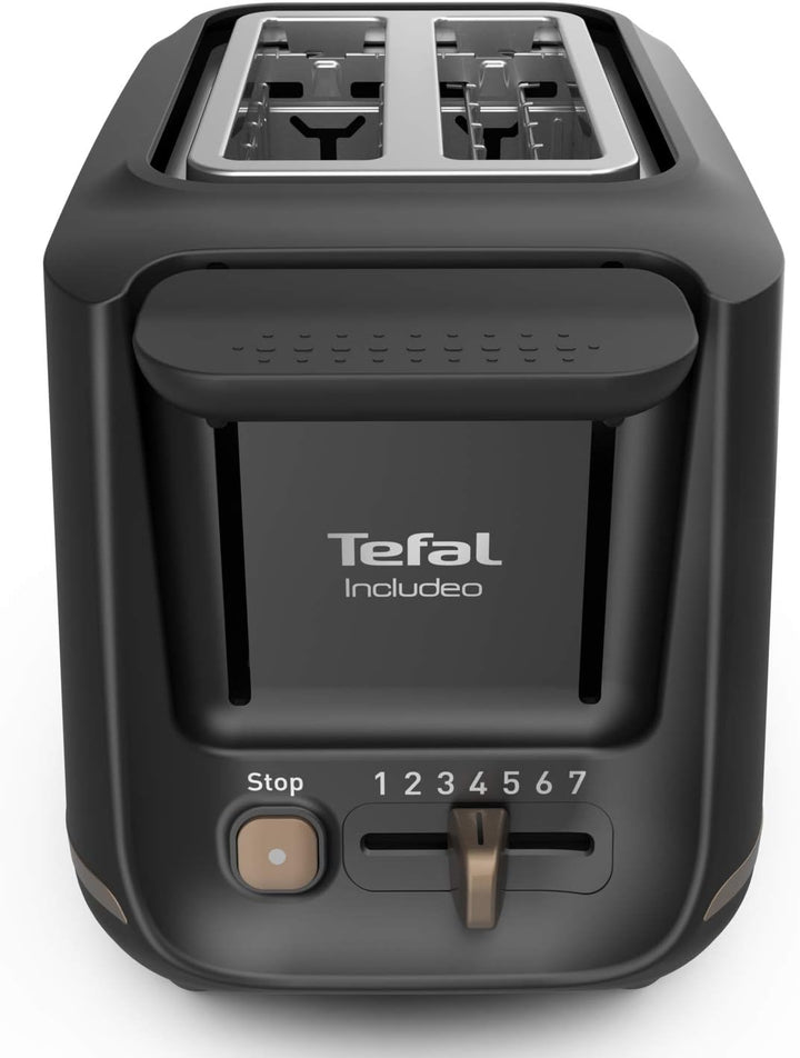 Tefal Toaster mit 2 Schlitzen, inkl. Magnetklammern, grosse Bedienelemente, 7 Bräunungsstufen, herau