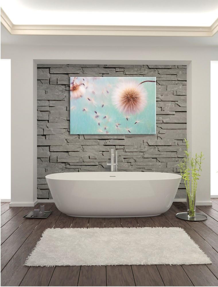 Pixxprint Pusteblumen in Bewegung / 100x70cm Leinwandbild bespannt auf Holzrahmen/Wandbild Kunstdruc