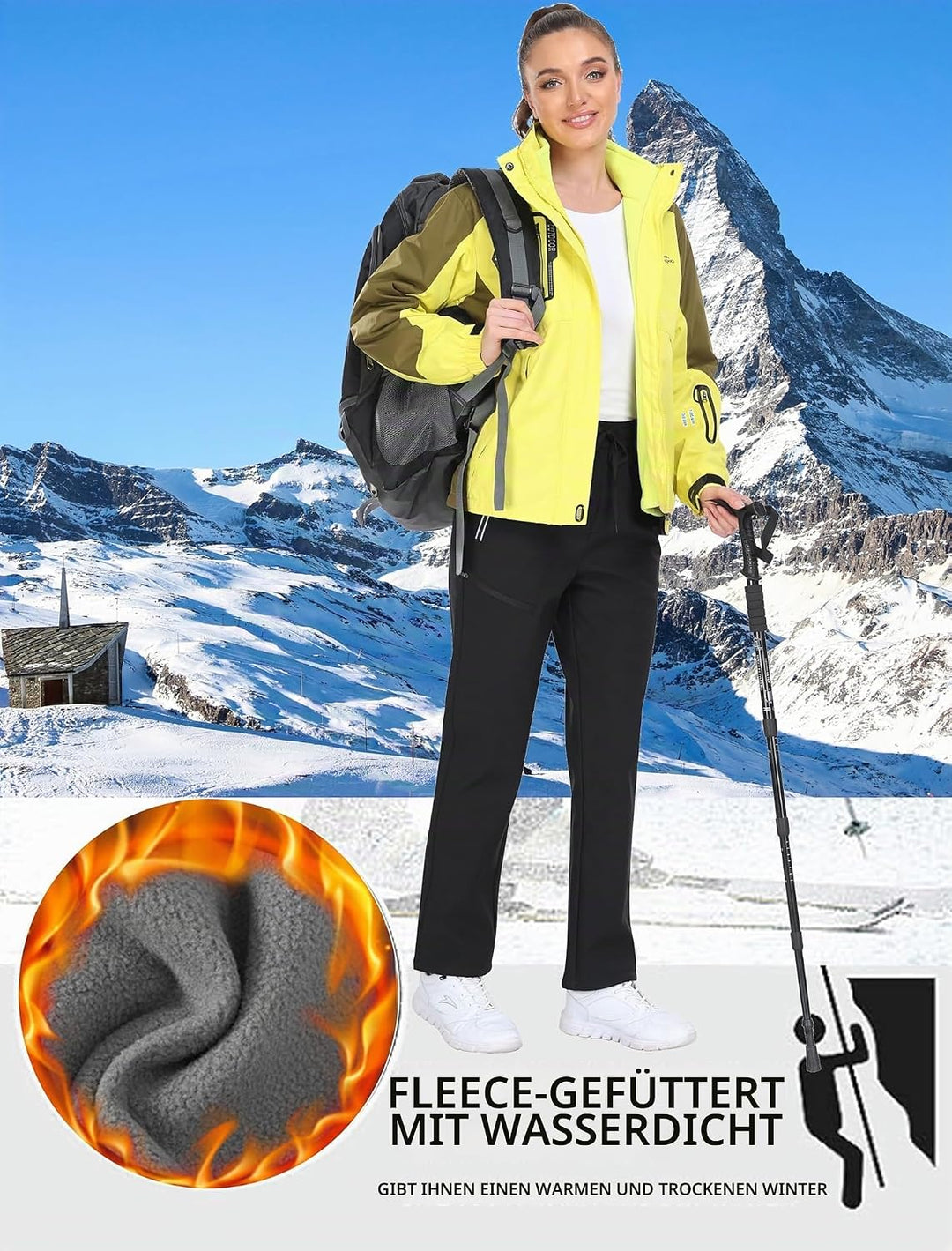 MoFiz Damen wasserdichte isolierte Schneehose Fleece gefüttert Winter Ski Wanderhose Warm Outdoor So