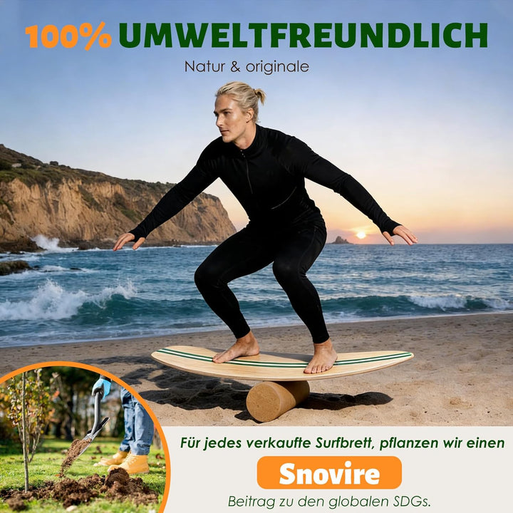 Balance Board, Holz Balance Board Erwachsene Gleichgewichtstrainer Mit Korkrolle, Kork Halbkugel und